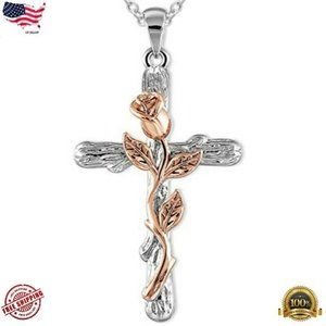 Fashion Cross Silver Necklaces Pendant Cubic Zirconia Women Wedding Jewelry Gift